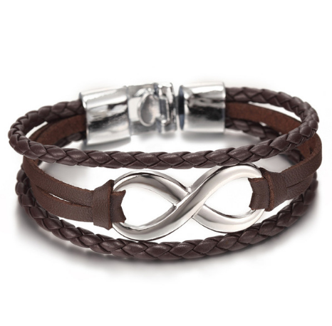 Bracelet en cuir porte-bonheur à huit perles