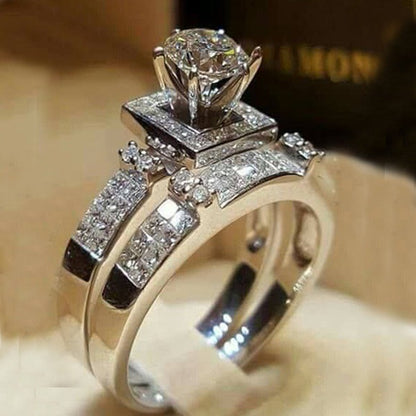 Diamant-Verlobungsring-Set „Acht Herzen, acht Pfeile“