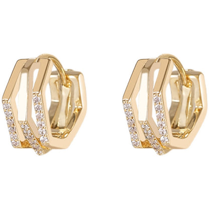 Geometric Zircon Earrings for Women - Simple Polygon Set