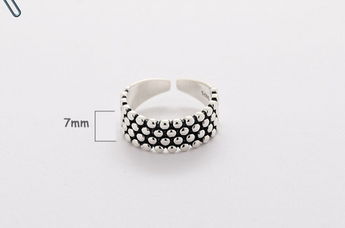 Anillo abierto vintage de lunares, diseño con cuentas