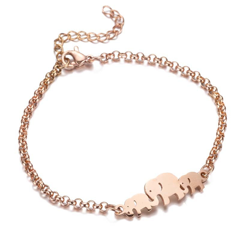Pulseira de Elefante em Aço Inoxidável para Mulher, Design Simples