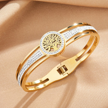 Pulsera Árbol de la Vida de acero de titanio con chapado al vacío