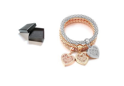 Tri-Color Corn Chain, Heart Bracelet, Love Pendant