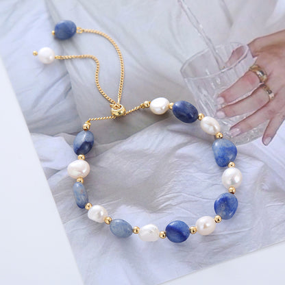 Pulseira Vintage Barroca de Pérolas de Água Doce - Contas Feitas à Mão