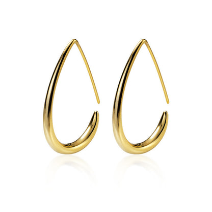 Nalan S925 Silver Hollow Water Drop Design Earrings