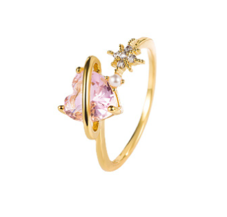 Herzförmiger Ring mit mikro-intarsierten Zirkonia für Fashionistas