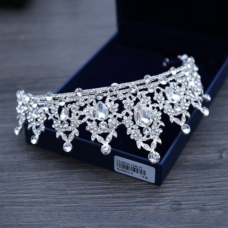 Silver Crystal Bridal Hair Tiara and Veil Accessories