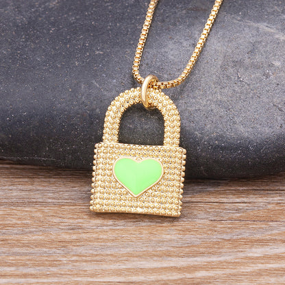 18K Gold-Plated Heart Lock Drip Oil Necklace
