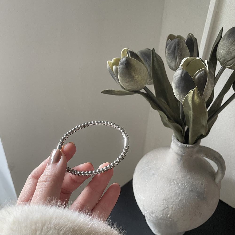 SZ018 Bracelet minimaliste à perles dorées avec revêtement en titane
