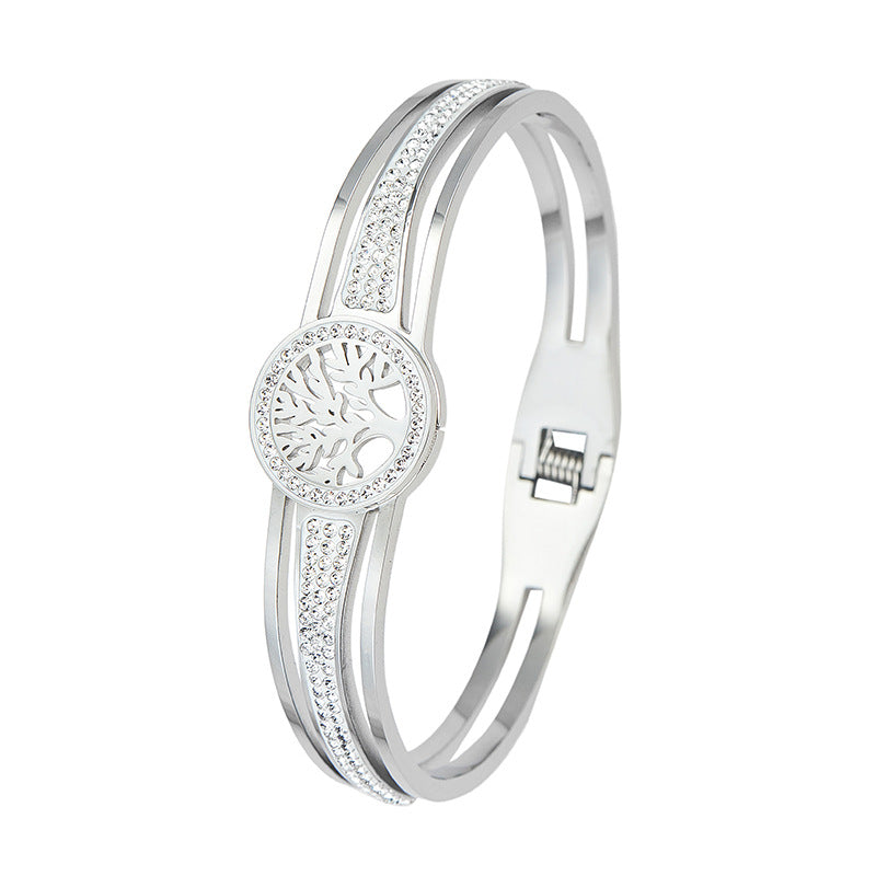 Pulsera Árbol de la Vida de acero de titanio con chapado al vacío