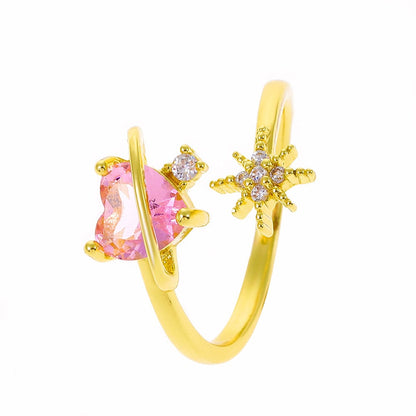 Herzförmiger Ring mit mikro-intarsierten Zirkonia für Fashionistas