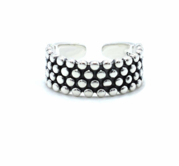 Anillo abierto vintage de lunares, diseño con cuentas