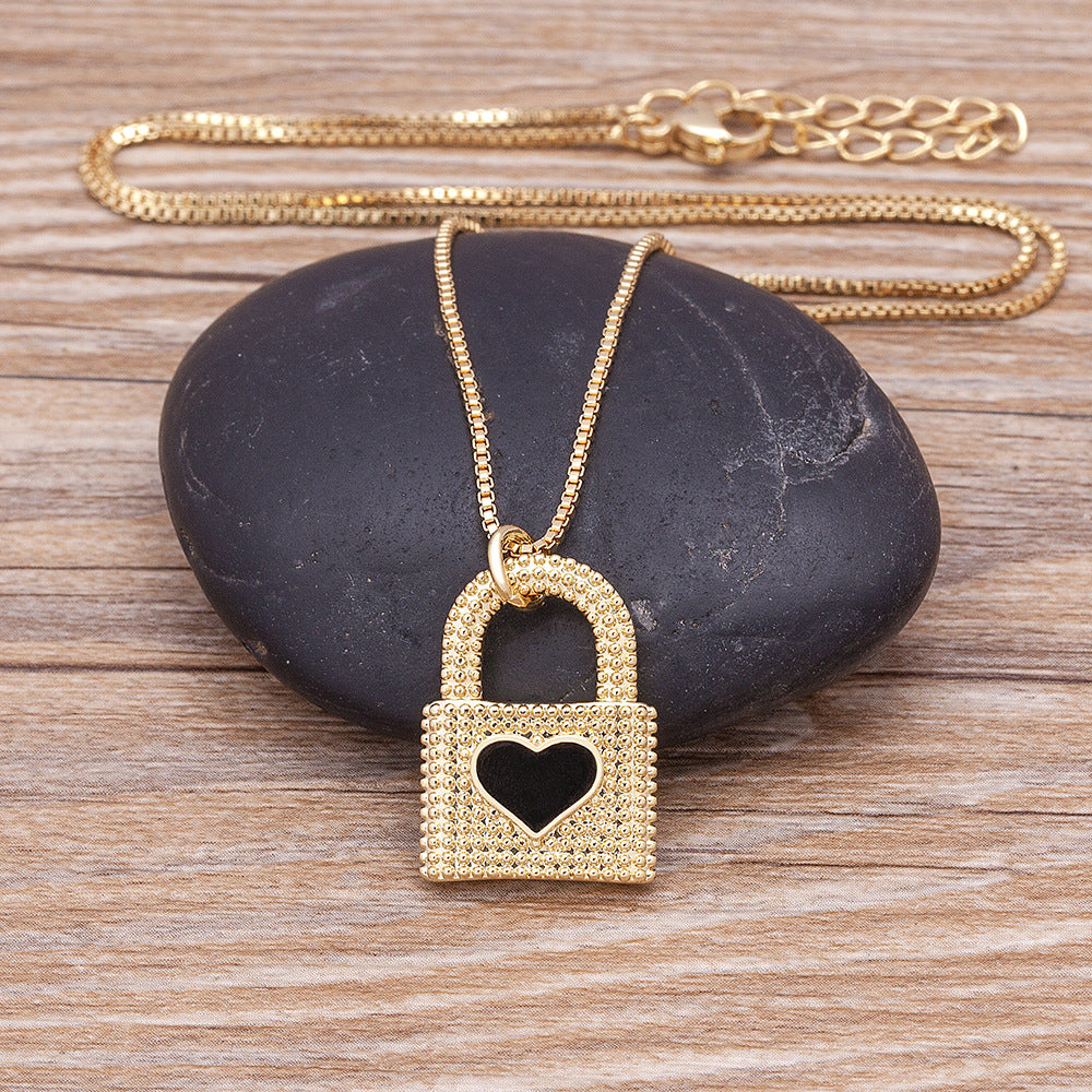 18K Gold-Plated Heart Lock Drip Oil Necklace