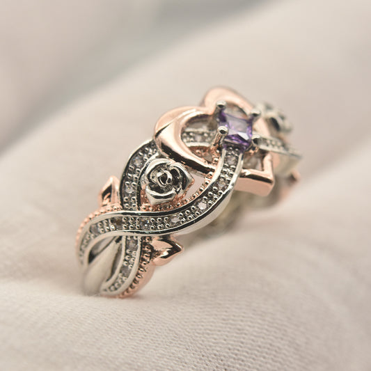 Morning Radiance Rose Flower Princess Diamond Ring