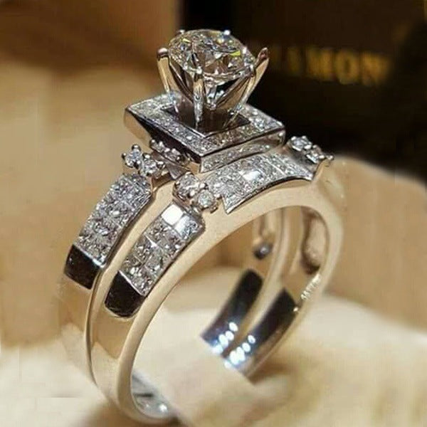 Diamant-Verlobungsring-Set „Acht Herzen, acht Pfeile“