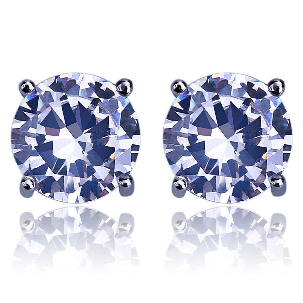 Brincos de Pino Rosca com Zircônia Banhados a Ouro (8mm)