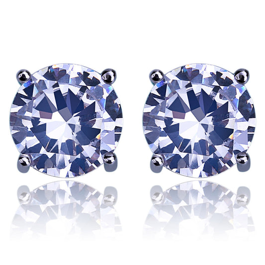Gold-Plated Zirconia Threaded Stud Earrings (8mm)