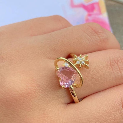 Herzförmiger Ring mit mikro-intarsierten Zirkonia für Fashionistas