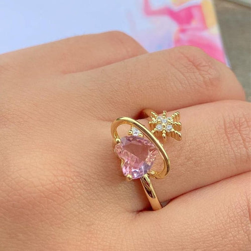 Herzförmiger Ring mit mikro-intarsierten Zirkonia für Fashionistas