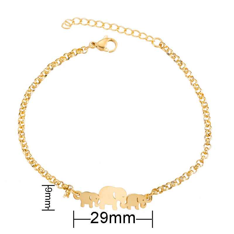 Pulseira de Elefante em Aço Inoxidável para Mulher, Design Simples