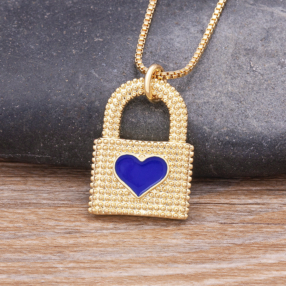 18K Gold-Plated Heart Lock Drip Oil Necklace