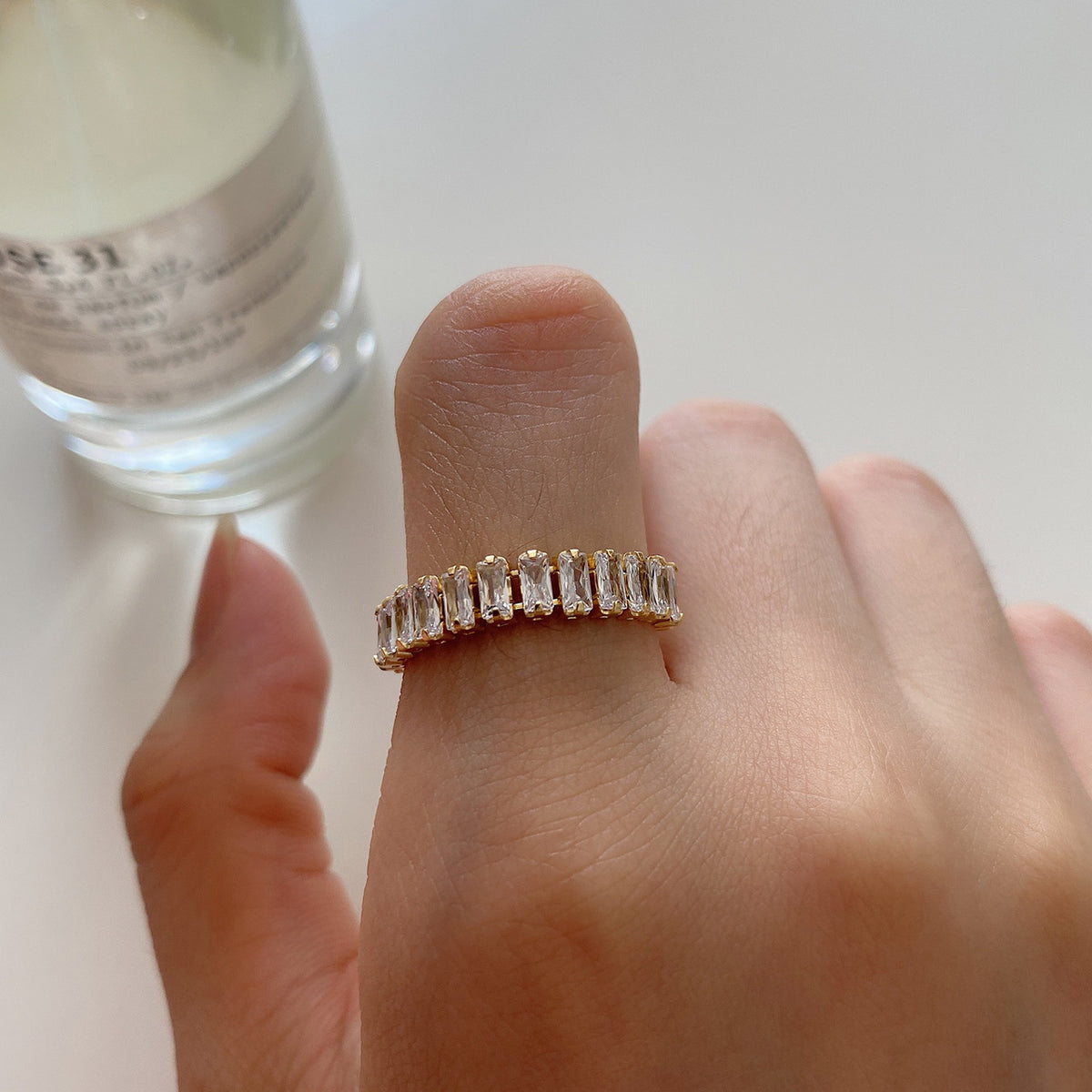 Bague étincelante en argent sterling 925 (Europe et Amérique)