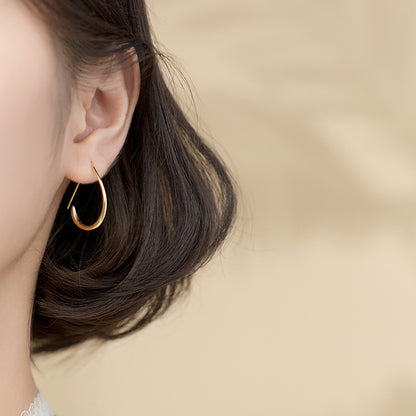 Nalan S925 Silver Hollow Water Drop Design Earrings