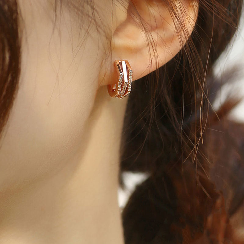 Geometric Zircon Earrings for Women - Simple Polygon Set