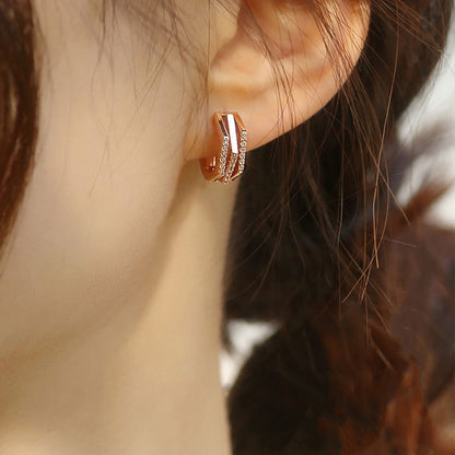 Geometric Zircon Earrings for Women - Simple Polygon Set
