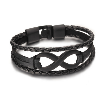 Bracelet en cuir porte-bonheur à huit perles