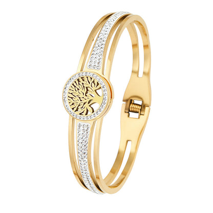 Pulsera Árbol de la Vida de acero de titanio con chapado al vacío