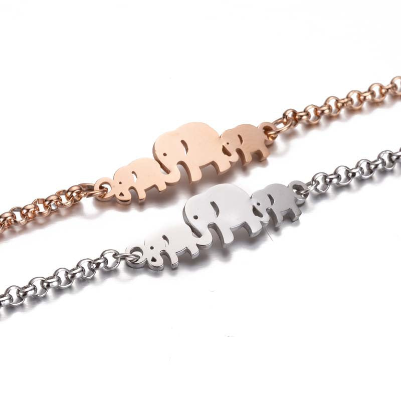 Pulseira de Elefante em Aço Inoxidável para Mulher, Design Simples