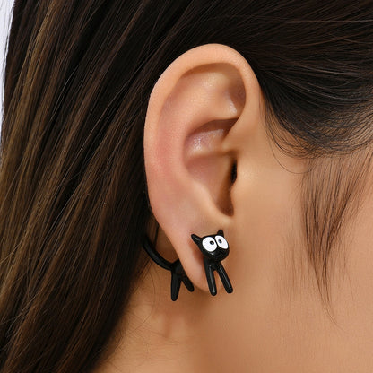 Cute Black Cat Earrings for Women - Ins Style Design