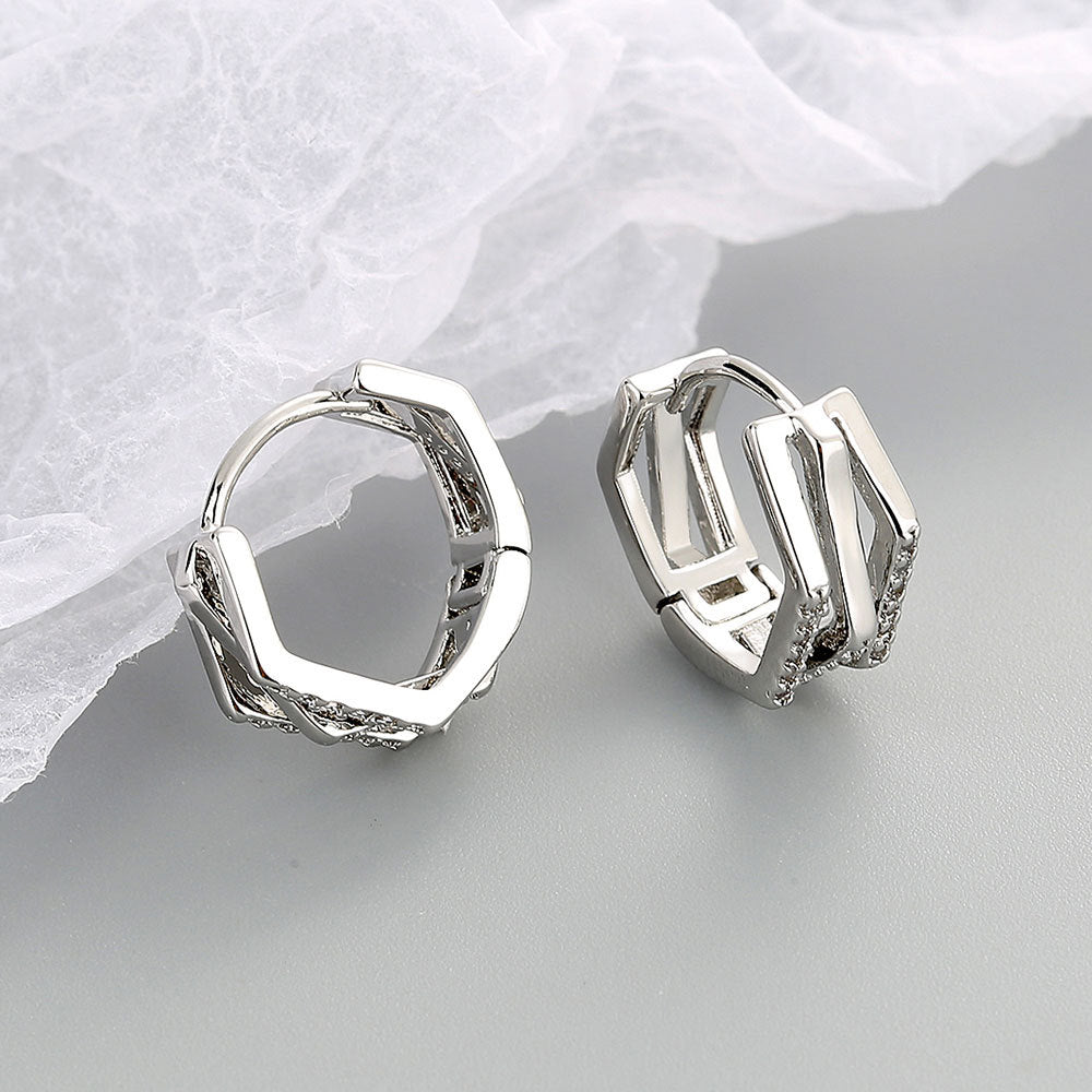 Geometric Zircon Earrings for Women - Simple Polygon Set