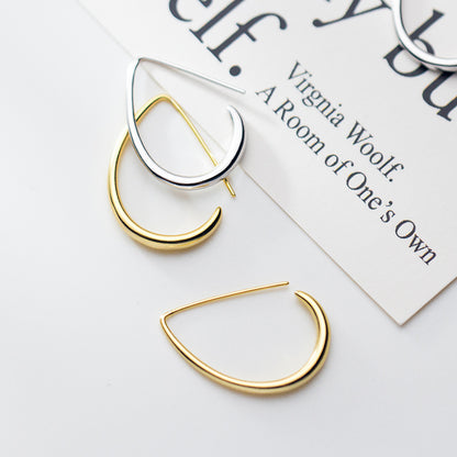 Nalan S925 Silver Hollow Water Drop Design Earrings