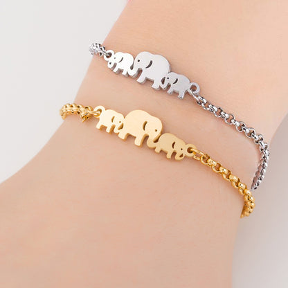 Pulseira de Elefante em Aço Inoxidável para Mulher, Design Simples