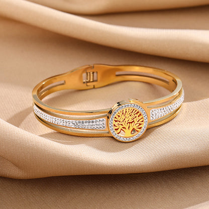 Pulsera Árbol de la Vida de acero de titanio con chapado al vacío