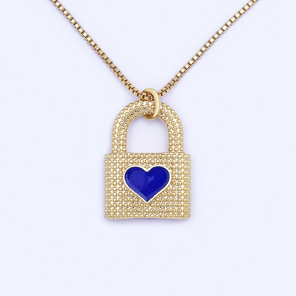 18K Gold-Plated Heart Lock Drip Oil Necklace