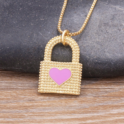 18K Gold-Plated Heart Lock Drip Oil Necklace