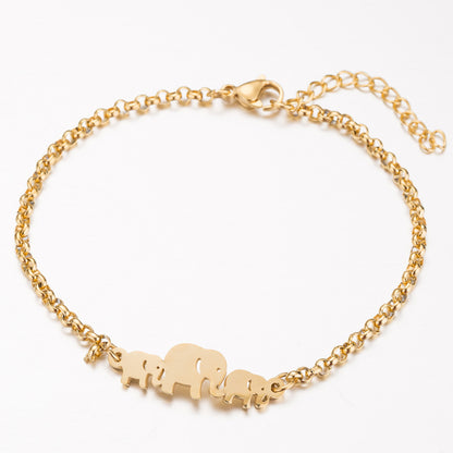 Pulseira de Elefante em Aço Inoxidável para Mulher, Design Simples