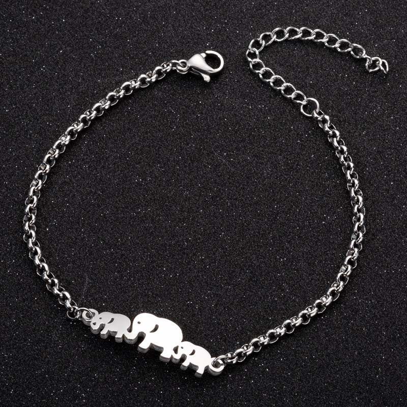 Pulseira de Elefante em Aço Inoxidável para Mulher, Design Simples