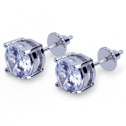 Brincos de Pino Rosca com Zircônia Banhados a Ouro (8mm)