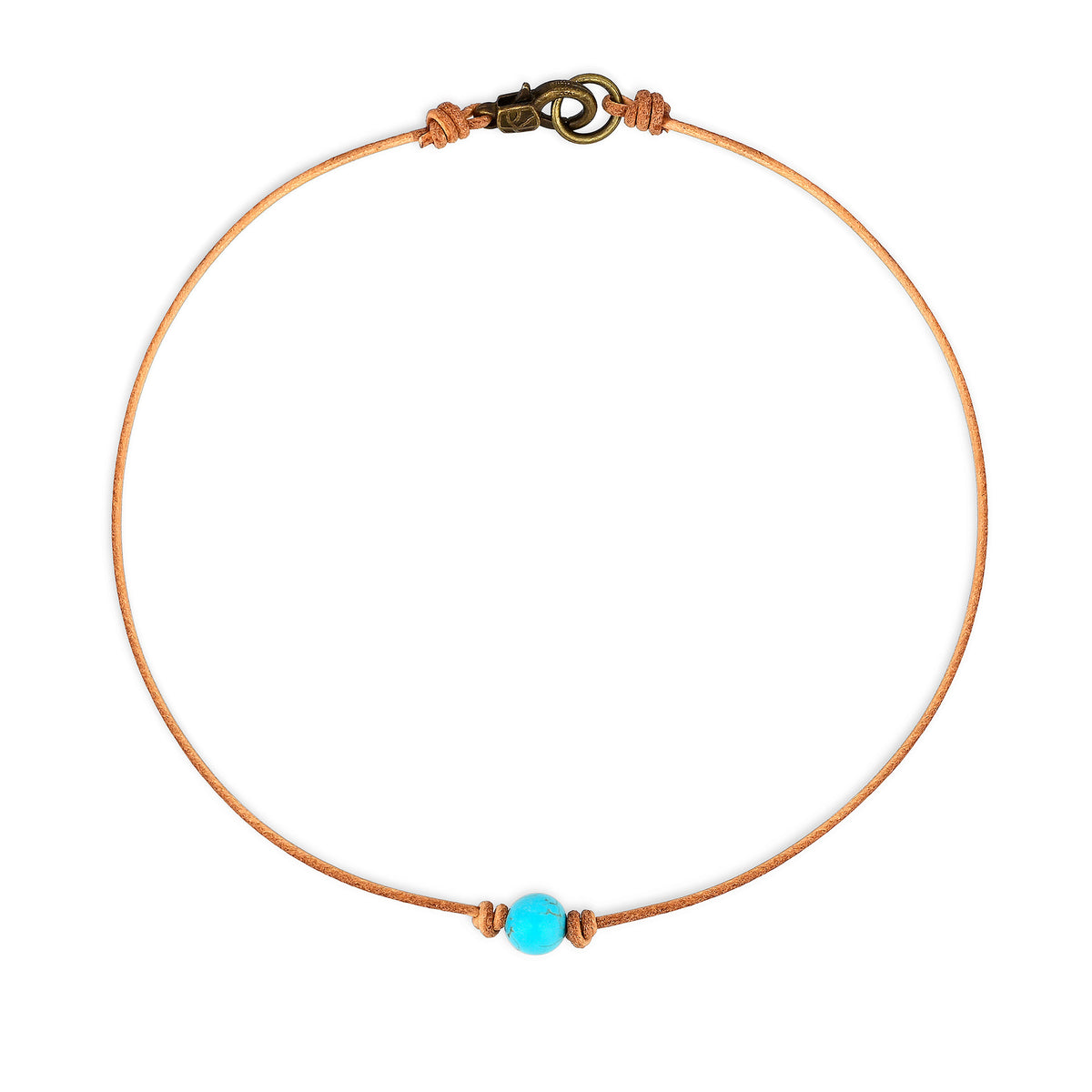 Natural Stone Turquoise Leather Woven Necklace