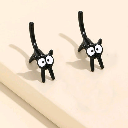 Cute Black Cat Earrings for Women - Ins Style Design