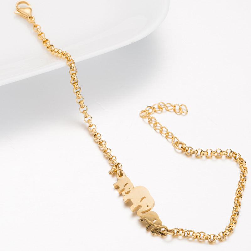 Pulseira de Elefante em Aço Inoxidável para Mulher, Design Simples