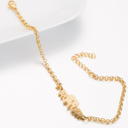Pulseira de Elefante em Aço Inoxidável para Mulher, Design Simples