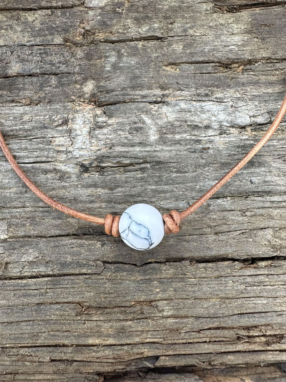 Natural Stone Turquoise Leather Woven Necklace